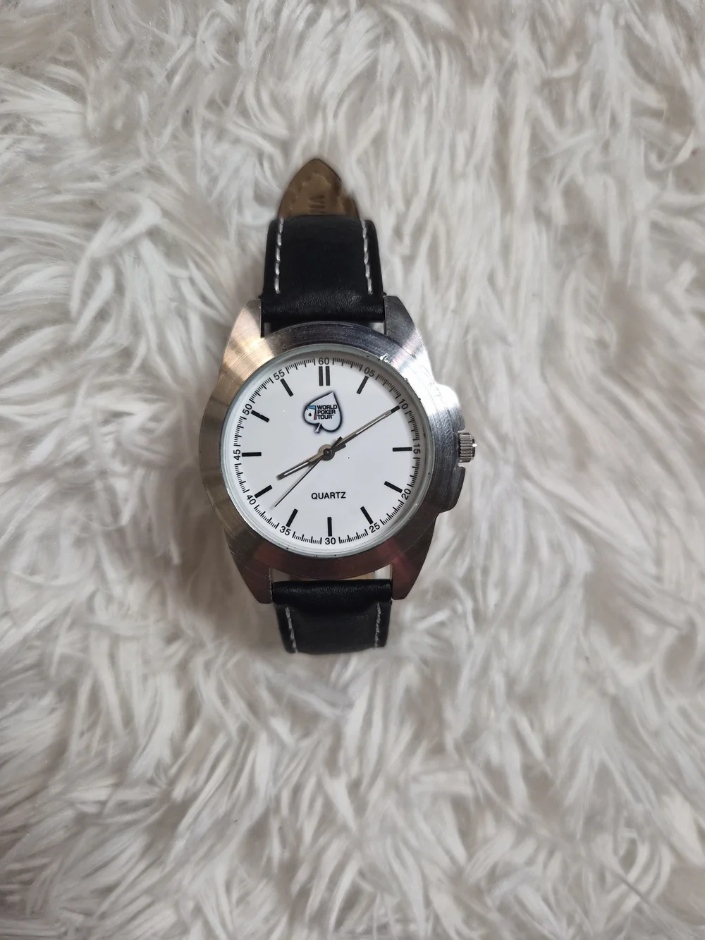 World Poker Tour Watch Black Band Round Face Silver Tone Classic Streetwear ✨️💫
